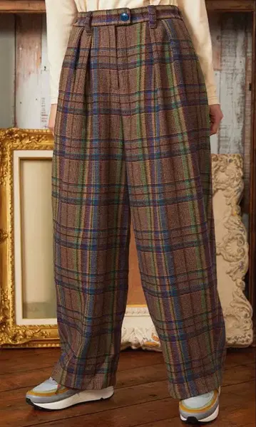 새상품 호코모모라 Arriate 체크 무늬 와이드 팬츠