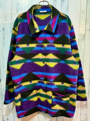 USA 빈티지 네이티브 무늬 플리스 자켓 90s00s