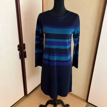 네이비와 파랑의 보더 원피스