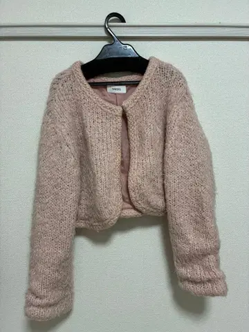 SNIDEL 퍼라이크 니트 자켓 핑크