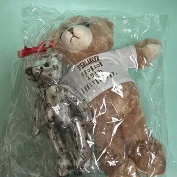 델랑제 15주년 기념 곰과 실버 봉제 인형 세트