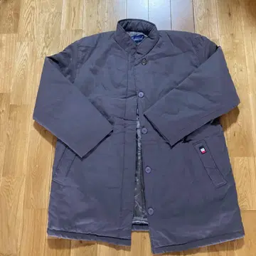 그레이 롱 코트 스탠드 카라