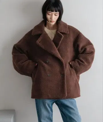 LOWRYSFARM 새상품 브라운 엘리 보아 코트 더블 프리