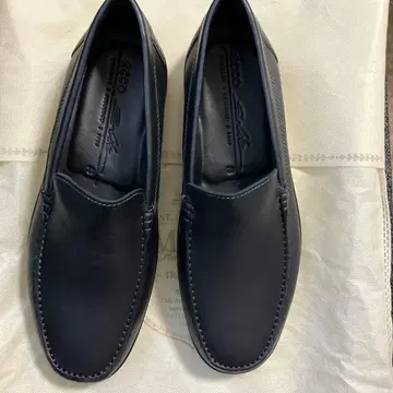 ECCO 블랙 가죽 로퍼 슬립온 비즈니스 슈즈