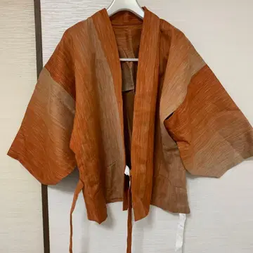 오렌지 계열 스트라이프 넓은 소매 기모노 2부식 M~L