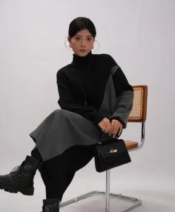 블랙/그레이 니트 셋업