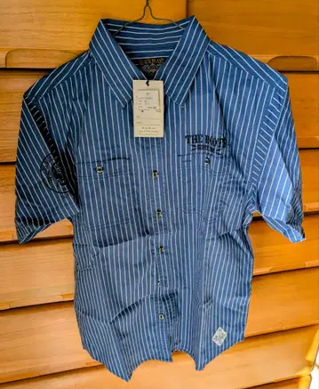 미사용품 BLACK FLAME 스트라이프 반팔 셔츠 M