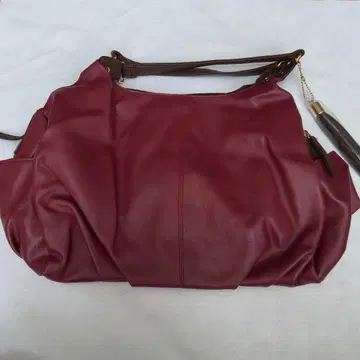 버건디 합성 피혁 백