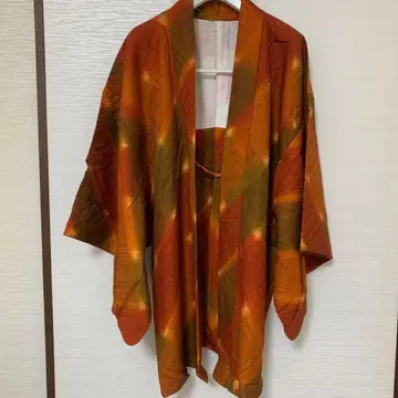 캐주얼 겉옷 오렌지 그린 기하학 패턴