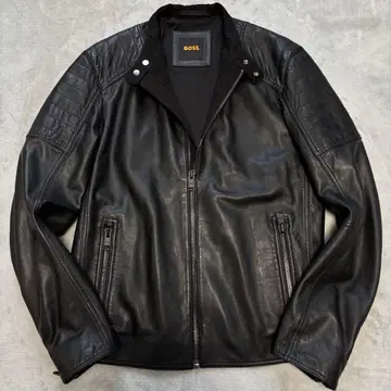 새상품급 휴고보스 현행 라무 가죽 자켓 싱글 블랙 양가죽 천연 가죽