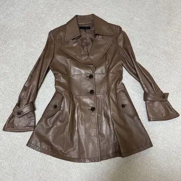 새상품급 MOGA 양가죽 브라운 가죽 코트 더블 브레스트