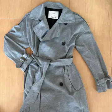 PLST 그레이 더블 브레스트 체스터 코트