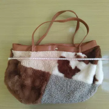 퍼 토트백 브라운 화이트