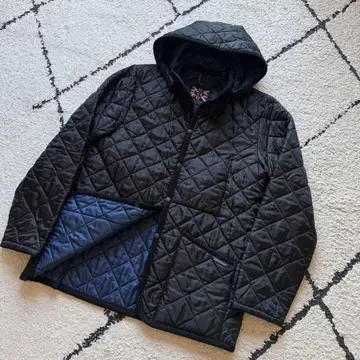 라벤햄 퀼팅 코트 충전솜 2way 후드 블랙 40 사이즈