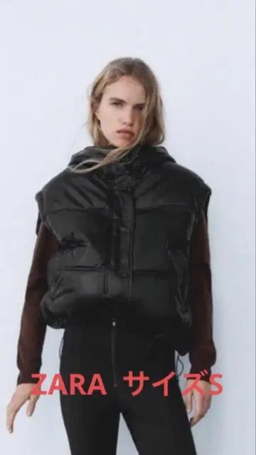 ZARA 블랙 다운 베스트 S
