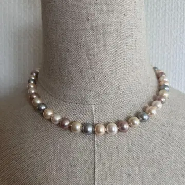 펄 목걸이 40cm 화이트 핑크 그레이 조절 포함