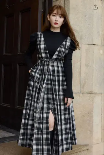 Her lip to Classic Plaid Jumper Dress