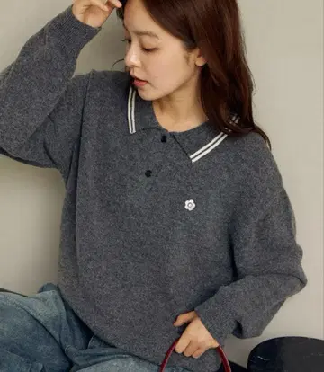 프릭스스토어 마리콴트 니트 피케 셔츠 그레이