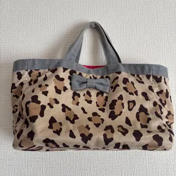 인톡시 레오파드 무늬 토트백 리본