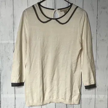 바나나리퍼블릭 카라 부착 니트 M 화이트 둥근 카라 피터팬 칼라 완판템