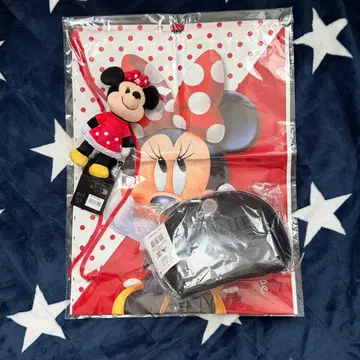 [ 미사용 새상품 ] 미니 마우스 봉제 인형, 파우치, 쇼핑백 세트