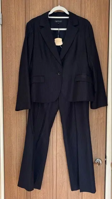 빅 사이즈 INDIVI 네이비 스트라이프 수트 셋업