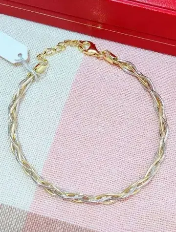 미사용품 이탈리아제 이색 실버 팔찌