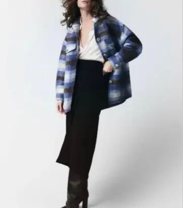 ZARA 울 체크 셔츠 M