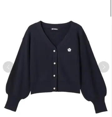 마리콴트 펄 버튼 숏 가디건 네이비