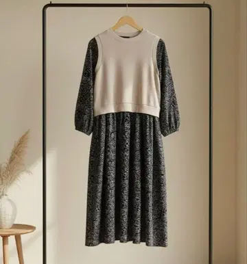 [ GLACIER ] 플라워 프린트 레이어드 원피스