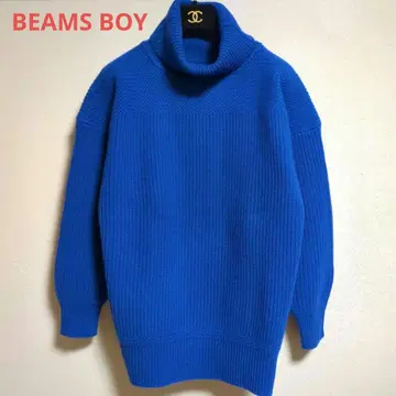 BEAMS BOY 로얄 블루 터틀넥 니트 니트 스웨터