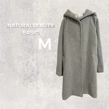 [ 새상품급 ] 내추럴 뷰티 앤 베이직 노카라 코트 울 후드 부착