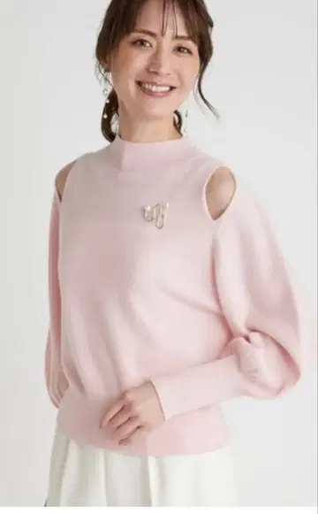 CELFORD 핑크 어깨 트임 캐시미어 니트 스웨터