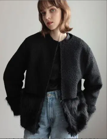 MEISM by Re:EDIT 노카라 코트 인조 모피