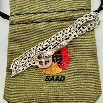 SAAD 실버 휠 후크 체인 굵은 사각형 약 45cm