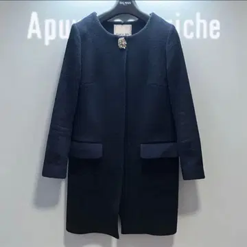 Apuweiser-riche 2WAY 후드 부착 울 노카라 코트