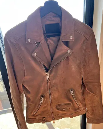 ALLSAINTS 브라운 가죽 싱글 라이더 자켓