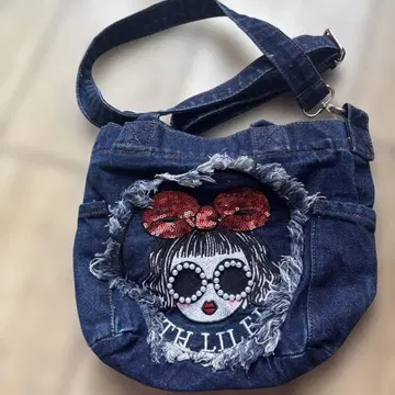 데님 캐릭터 숄더백