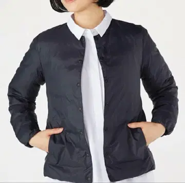 무인양품 경량 호주 다운 포켓터블 노카라 블루종 새상품 블랙