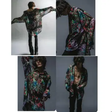 Abyssea 아비세아 핸드 페인팅 셔츠 쿠조 타쿠마 블랙 Y2K