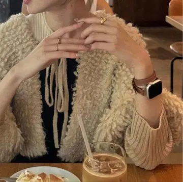 eaphi rope knit cardigan beige