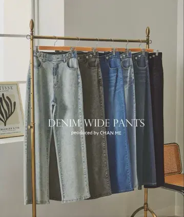 CHAN ME 데님 와이드 팬츠 여성용 스트레치 롱 기장 L