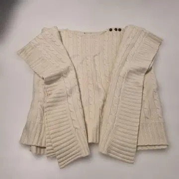 랄프 로렌 아이보리 케이블 짜임 판초