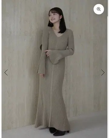 베이지 긴팔 니트 원피스 프리 사이즈