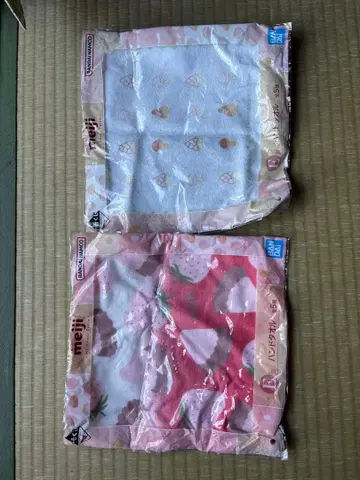 meiji 아이스크림 하트 무늬 타월 2장 세트