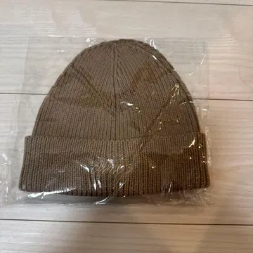 브라운 리브 편직 니트 모자