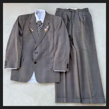 [ vintage ] 4점 셋업 수트 베이지 브라운 핀즈 성인식