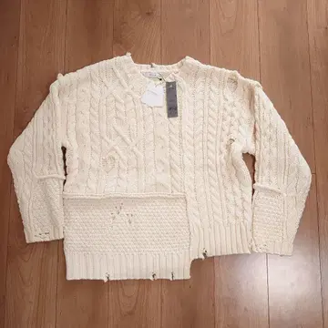 미사용 새상품 JEANASIS 리메이크 라이크 케이블 풀오버 니트