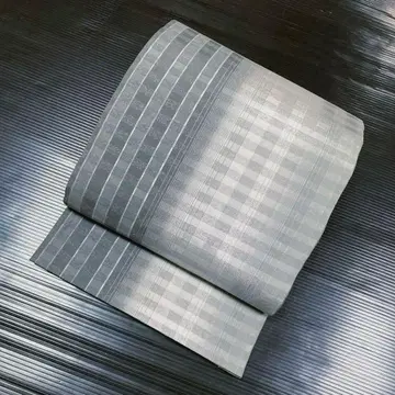 순수 실크 전통 후쿠로 오비 [ 줄무늬 격자 그레이 계열 그라데이션 ]