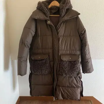 브라운 다운 자켓 보아 후드